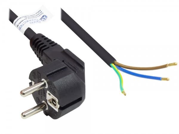 Alcasa P0185-S020, 2 m, Strømplugg type E+F, H05VV-F3G, 250 V