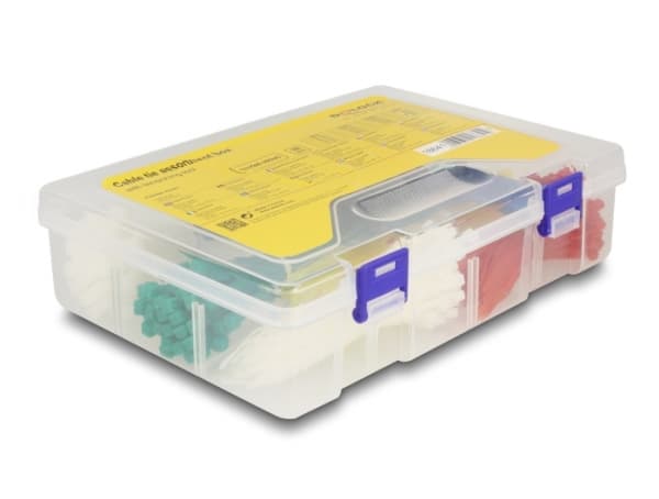 Delock - Kabelfestebånd - assortment box with tensioning tool - hvit, gul, rød, grønn (en pakke 350)
