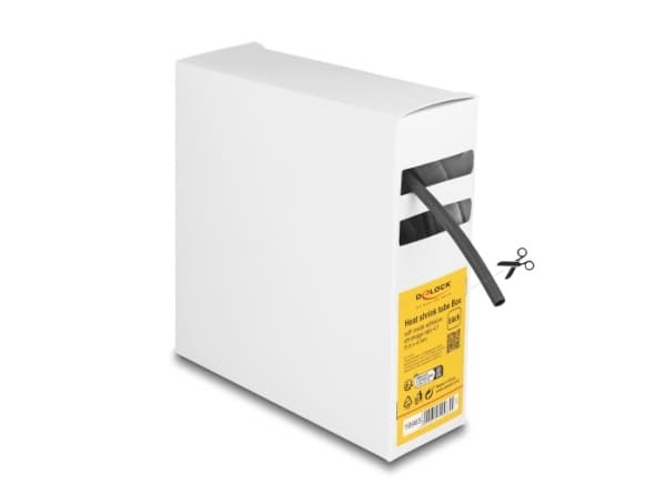 Delock - Varmekrymperør - box, with inside adhesive, shrinkage ratio 4:1 - 5 m - svart