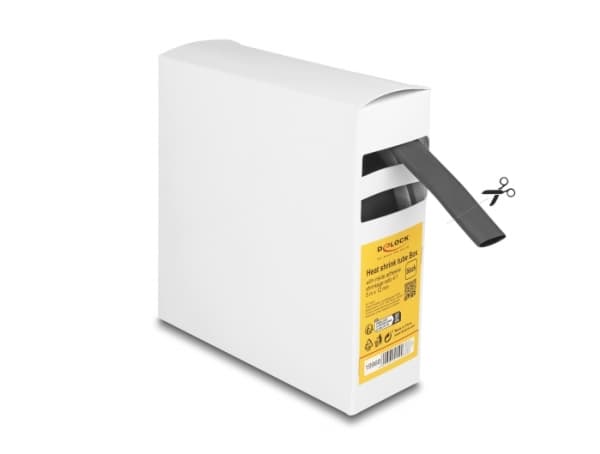 Delock - Varmekrymperør - box, with inside adhesive, shrinkage ratio 4:1 - 5 m - svart