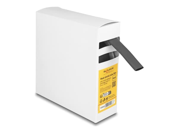 Delock - Varmekrymperør - box, with inside adhesive, shrinkage ratio 4:1 - 5 m - svart