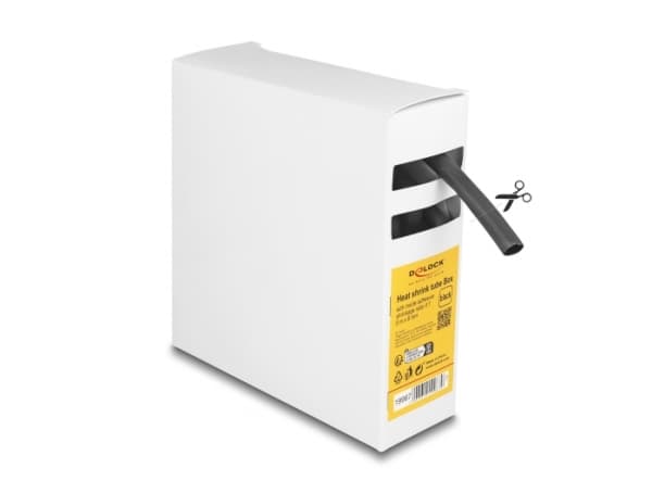 Delock - Varmekrymperør - box, with inside adhesive, shrinkage ratio 4:1 - 5 m - svart