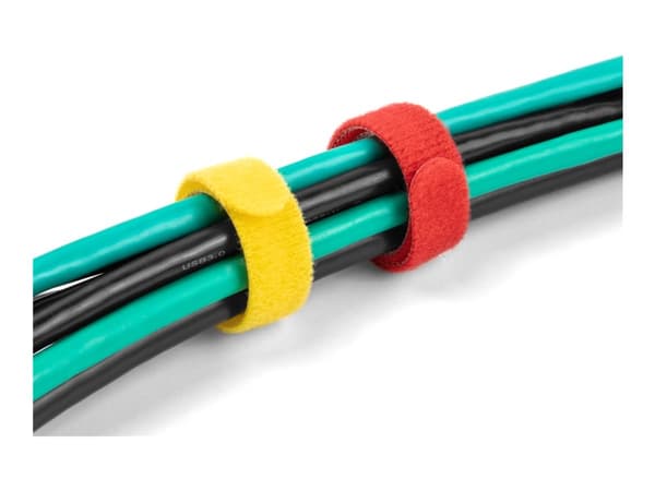 Delock - Hook & loop tie - 15 cm - svart, blå, gul, rød, grønn (en pakke 10)