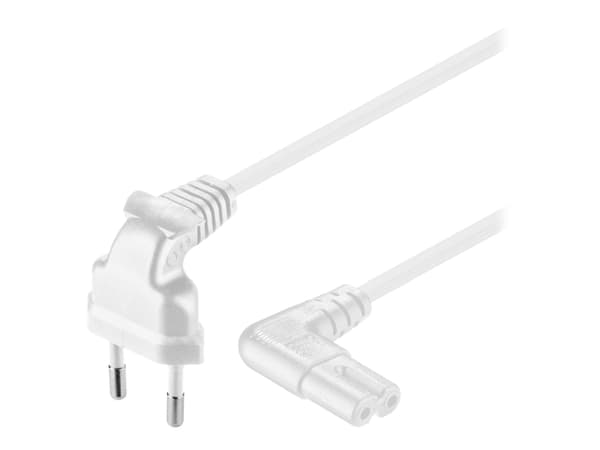 goobay - Strømkabel - Europlug (hann) vinklet til power IEC 60320 C7 vinklet - AC 250 V - 2.5 A - 75 cm - hvit