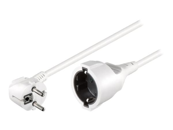 goobay - Strømforlengelseskabel - power CEE 7/7 (hann) vinklet til CEE 7/4 (hunn) - AC 250 V - 10 A - 10 m - hvit