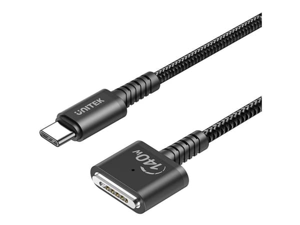 Unitek - Strømkabel - 24 pin USB-C (hann) til MagSafe 3 - 28 V - 5 A - 1 m - USB Power Delivery (140W) - svart