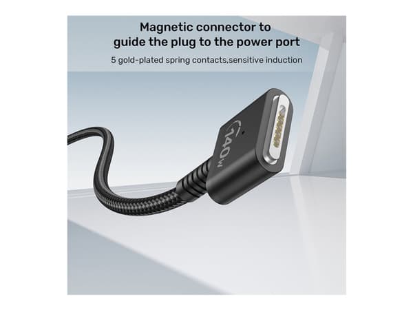 Unitek - Strømkabel - 24 pin USB-C (hann) til MagSafe 3 - 28 V - 5 A - 1 m - USB Power Delivery (140W) - svart