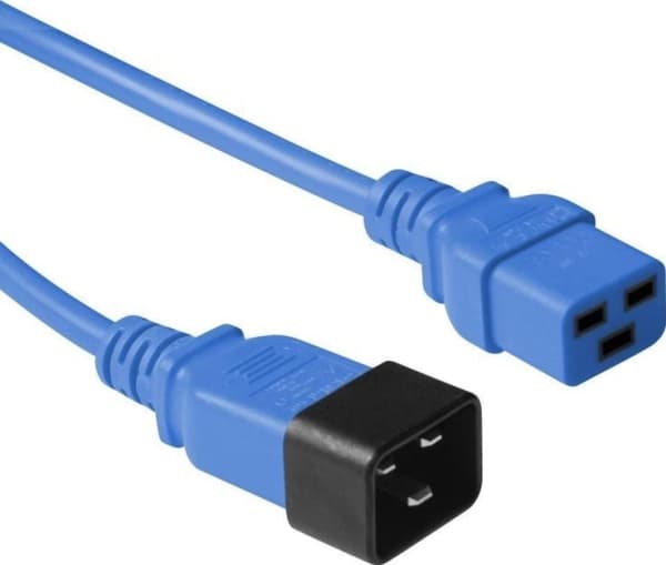 MicroConnect - Strömkabel - IEC 60320 C20 till IEC 60320 C19 - 90 cm - blå