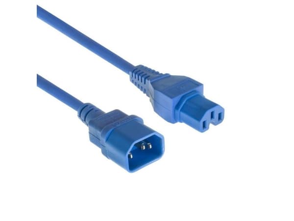 MicroConnect - Strømkabel - IEC 60320 C14 til IEC 60320 C15 - 1.8 m - blå