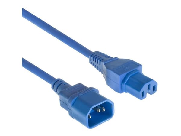 MicroConnect - Strømkabel - IEC 60320 C14 til IEC 60320 C15 - 1.8 m - blå
