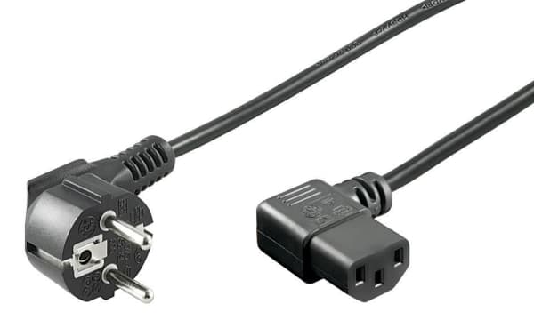 MicroConnect - Strømkabel - power CEE 7/7 (hann) vinklet til IEC C13 (hunn) rettvinklet - 1 m - svart