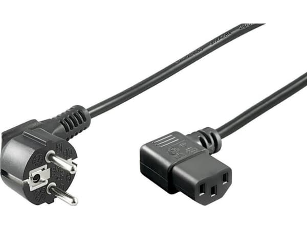 MicroConnect - Strømkabel - power CEE 7/7 (hann) vinklet til IEC C13 (hunn) rettvinklet - 1 m - svart
