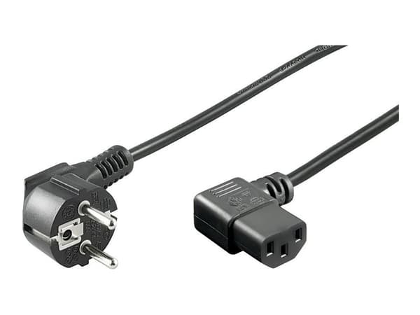 MicroConnect - Strømkabel - power CEE 7/7 (hann) vinklet til IEC C13 (hunn) rettvinklet - 1 m - svart