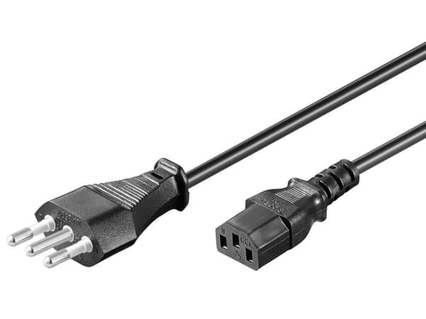 MicroConnect - Strømkabel - type L (hann) til power IEC 60320 C13 - 1 m - svart - Italia