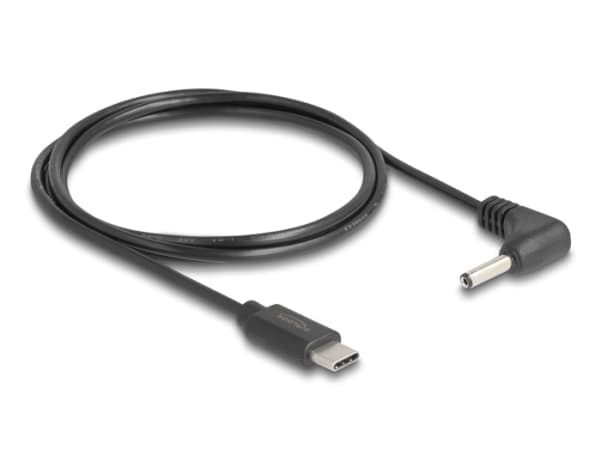 Delock - Strømkabel - 24 pin USB-C (hann) til 3,5 x 1,35 mm DC-jakk (hann) vinklet - 5 V - 1 A - 1.5 m - svart
