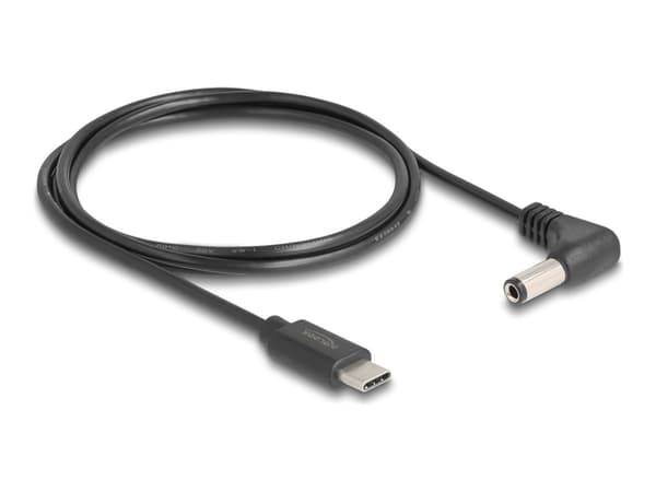 Delock - Strømkabel - USB-C (kun strøm) (hann) til 5,5 x 2,1 mm DC-jakk (hann) vinklet - 5 V - 1 A - 1.5 m - svart