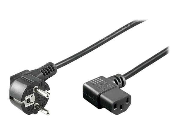 goobay - Virtakaapeli - virta IEC 60320 C13 - virta CEE 7/7 (uros) - 2 m - 90° pistokeliitäntä, kulmapistokeliitäntä - musta