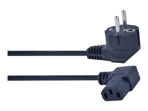 Gembird PC-186A-VDE - Strømkabel - power CEE 7/7 (hann) vinklet til power IEC 60320 C13 høyrevinklet - 10 A - 1.8 m - formstøpt - svart