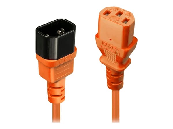 Lindy - Strømforlengelseskabel - power IEC 60320 C13 til IEC 60320 C14 - 2 m - formstøpt - oransje