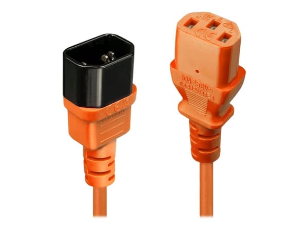 Lindy - Strømforlengelseskabel - power IEC 60320 C13 til IEC 60320 C14 - 50 cm - formstøpt - oransje