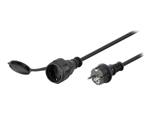 goobay - Strømkabel - CEE 7/4 (R) vernehette til CEE 7/4 (P) - 230 V - 16 A - 25 m - svart