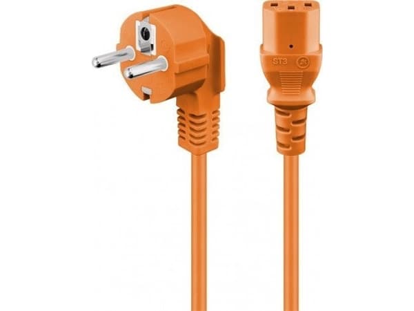 goobay - Strømkabel - IEC 60320 C13 til CEE 7/7 (hann) - AC 250 V - 3 m - 90°-kontakt - oransje