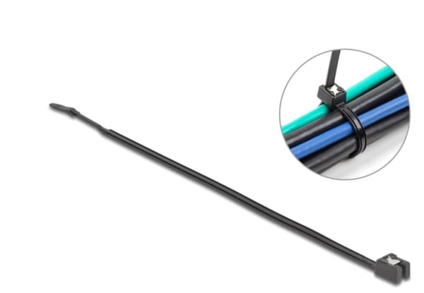 Delock - Kabelfestebånd - self-cutting, width 4.8 mm - 28 cm - svart (en pakke 50)