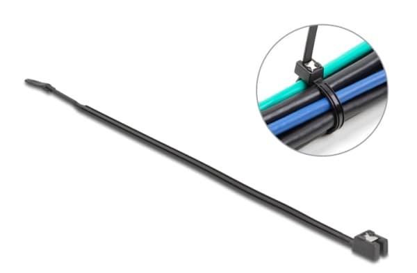 Delock - Kabelfestebånd - self-cutting, width 4.8 mm - 20 cm - svart (en pakke 50)