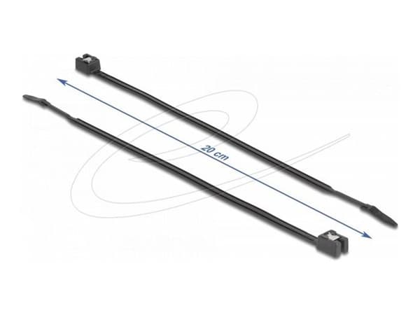 Delock - Kabelfestebånd - self-cutting, width 4.8 mm - 20 cm - svart (en pakke 50)