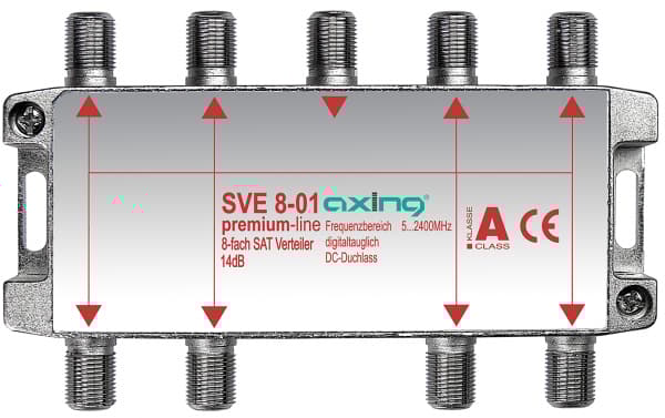 Axing SVE 8-01, Kabelfördelare, 5 - 2400 Mhz, Grå, A, F, 120 mm