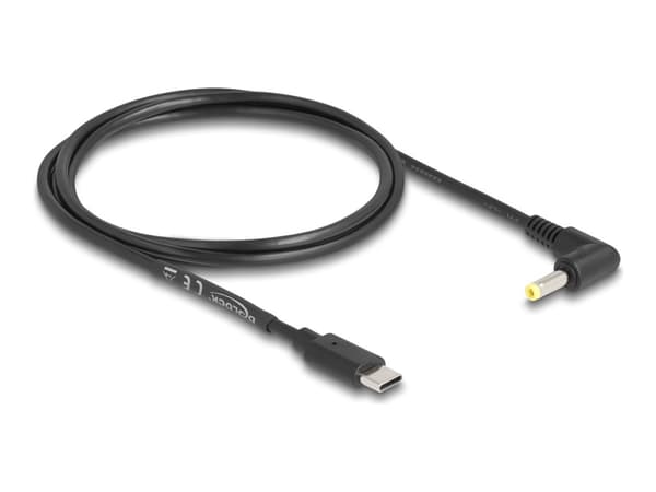 Delock - Strømkabel - 24 pin USB-C (hann) rett til 4,0 x 1,7 mm DC-jakk (hann) vinklet - 5 V - 2 A - 1.5 m