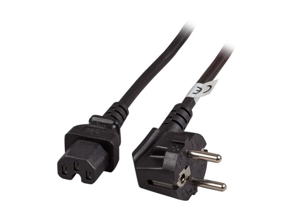 EFB Elektronik varm enhetskabel CEE 7/7 90° til C15 svart 1 m 3 x 0,75 mm² - 1 m - VDE - svart (EK625.1V2)