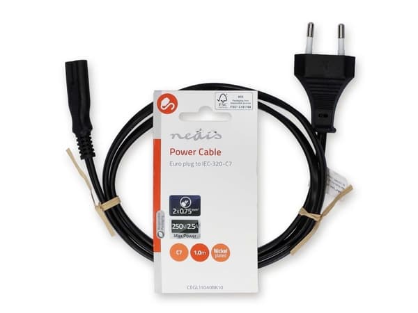 Nedis CEGL11040BK10, 1 m, C7 coupler