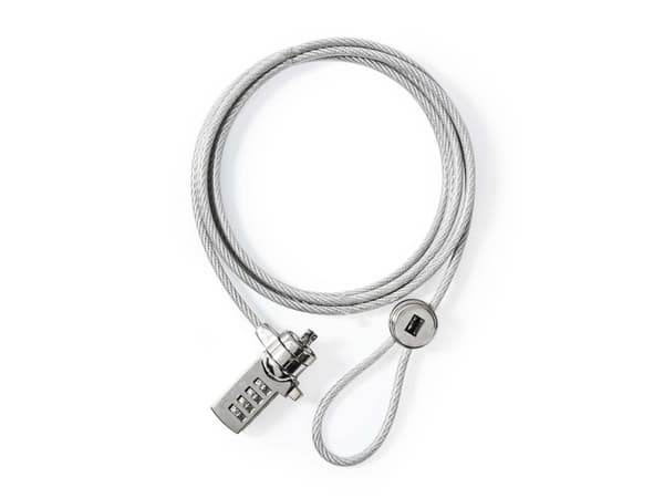 Nedis Notebook Lock - Säkerhetskabel - silver - 1.8 m