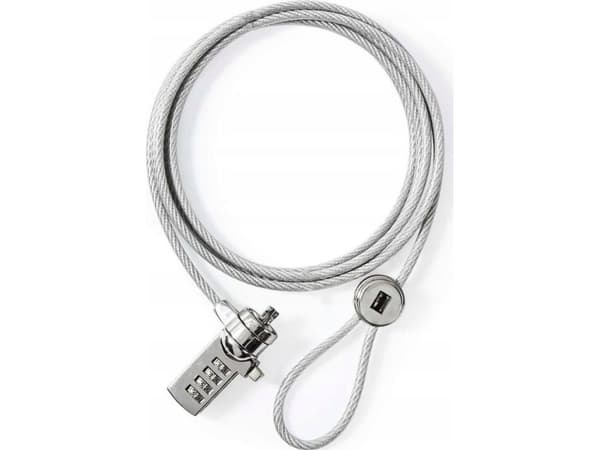 Nedis Notebook Lock - Säkerhetskabel - silver - 1.8 m