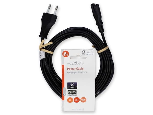 Nedis CEGL11040BK50, 5 m, C7 kopling, 250 V