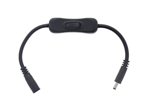 InLine DC cable with Switch, DC male/female 3.5x1.35mm, AWG 18, black, 0.20m, 0.2 m, 3.5 x 1.35 mm, 3.5 x 1.35 mm, 12 V, 11.6 A