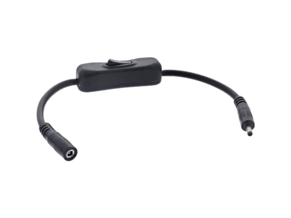 InLine DC cable with Switch, DC male/female 3.5x1.35mm, AWG 18, black, 0.20m, 0.2 m, 3.5 x 1.35 mm, 3.5 x 1.35 mm, 12 V, 11.6 A