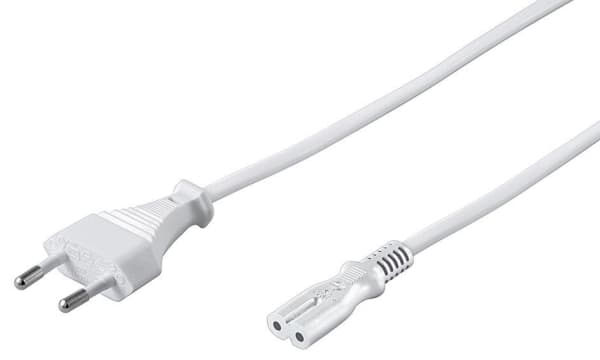 MicroConnect - Strømkabel - Type C (hann) til power IEC 60320 C7 - 250 V - 2.5 A - 1 m - hvit - Eureopa (uten UK)