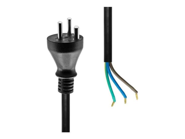 MicroConnect - Strømkabel - type K (hann) til uisolert tråd - 7 m - svart - Danmark