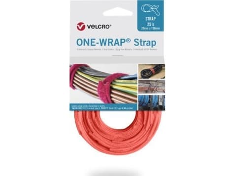 Velcro ONE-WRAP, Frigjørbart buntebånd, Polypropylen (PP), Velcro mappe, Oransje, 200 mm, 20 mm, 25 stykker