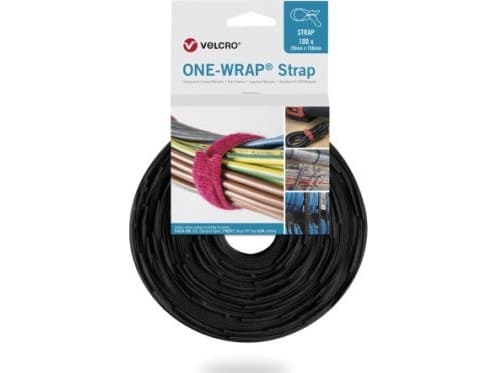 Velcro ONE-WRAP, Frigjørbart buntebånd, Polypropylen (PP), Velcro mappe, Sort, 330 mm, 20 mm, 100 stykker