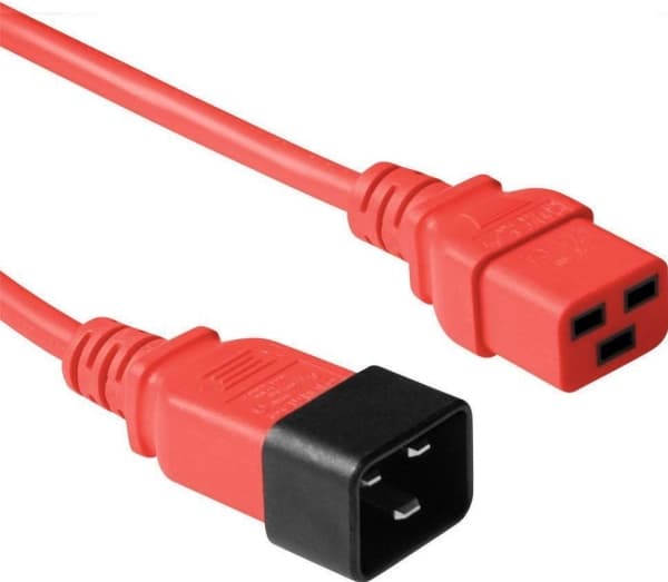 MicroConnect - Strømkabel - IEC 60320 C20 til IEC 60320 C19 - 3 m - rød