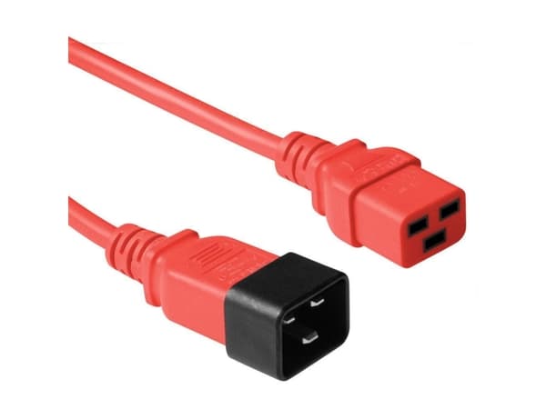 MicroConnect - Strømkabel - IEC 60320 C20 til IEC 60320 C19 - 3 m - rød