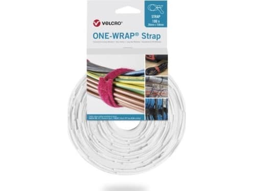 Velcro ONE-WRAP, Frigjørbart buntebånd, Polypropylen (PP), Velcro mappe, Hvit, 200 mm, 20 mm, 100 stykker