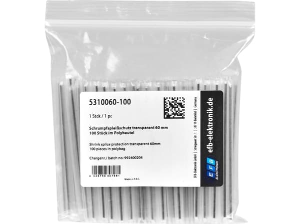Kutistussuoja läpinäkyvä 60 mm 100 kpl polybagissa Valmistaja: EFB Elektronik (5310060-100)