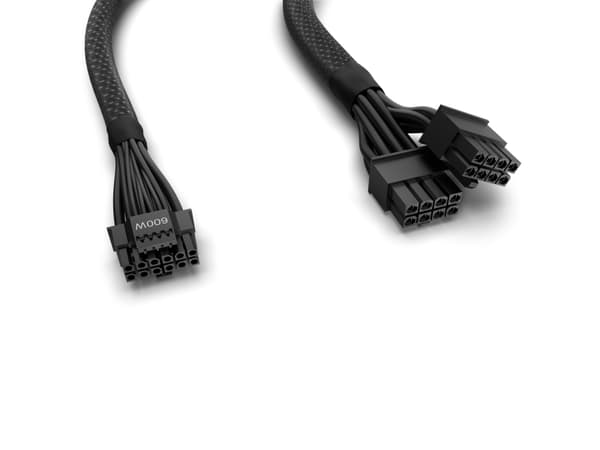 NZXT 12VHPWR Adapter Cable - Strømkabel - 16-stifts PCI-strøm (hann) til 8-pins PCIe-strøm (hann) - 65 cm - for GPU - svart - for C-Series C1000, C75