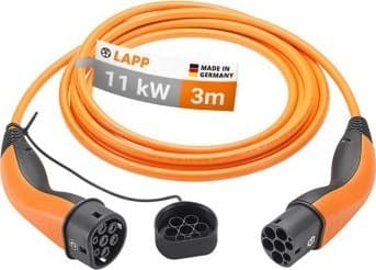 Ladekabel Type 2, opptil 11 kW, 3 m, oransje - Kabellengde 3 m
