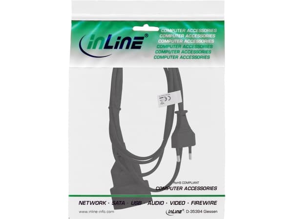 InLine 16681S, 1 m, CEE7/16, CEE7/16, H03VVH2-F, 250 V, 2.5 A