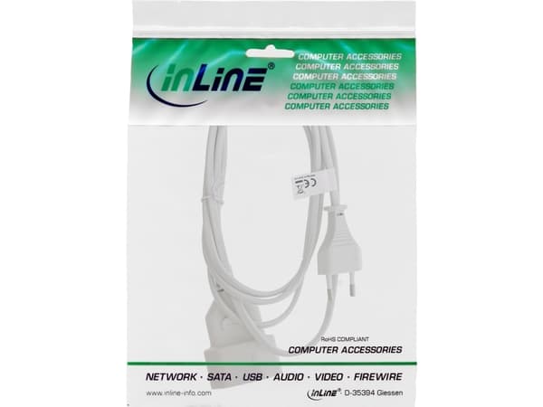 InLine 16686W, 0.5 m, CEE7/16, CEE7/16, H03VVH2-F, 250 V, 2.5 A